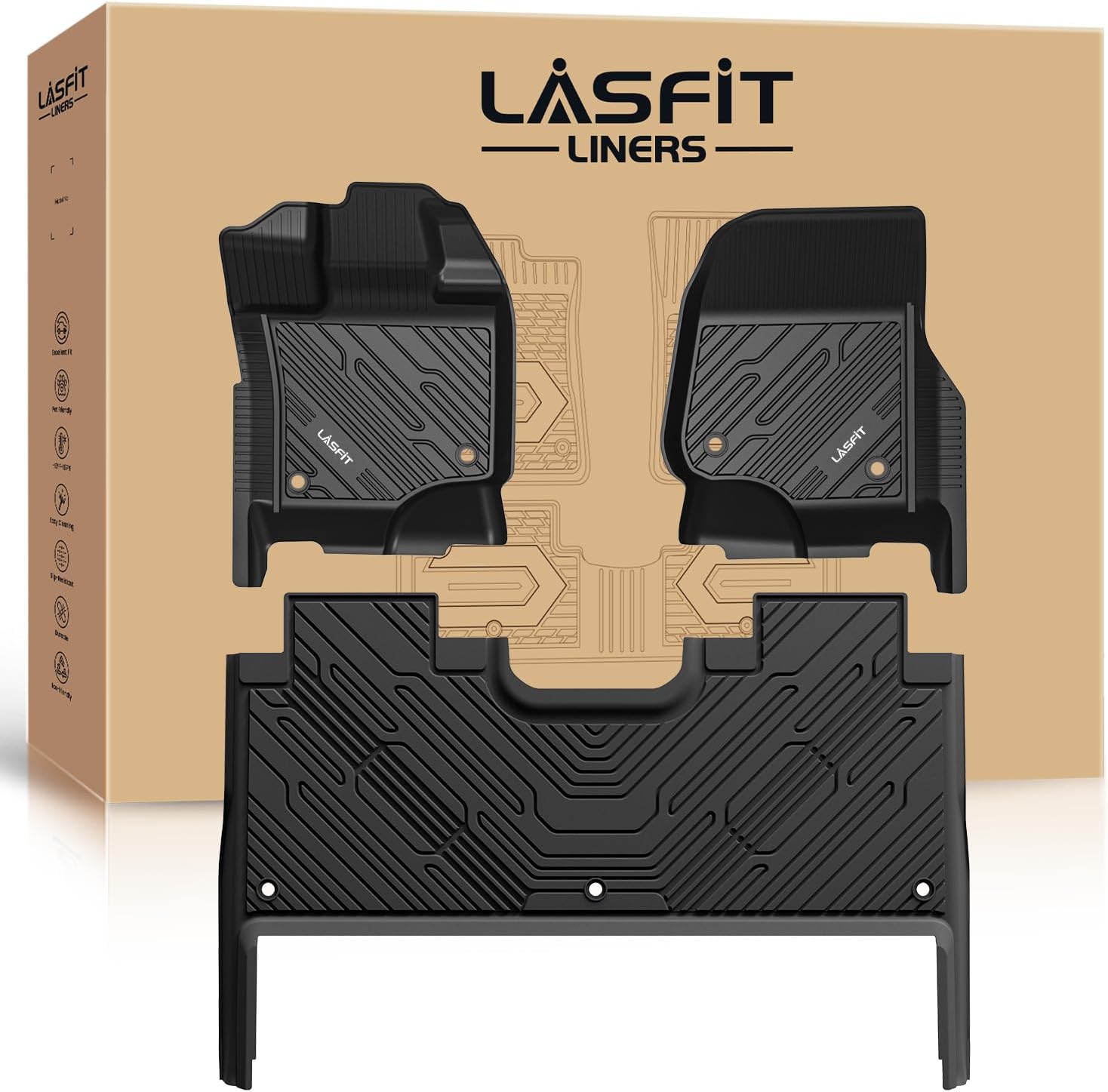 LASFIT Floor Mats for Ford F-150 2015-2025 - All Weather Liners