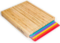 Cutting Boards for Kitchen Bamboo Set with 6 Color Mats - Organized