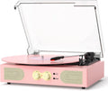 Vinyl Record Player with Built-in Speakers - 3-Speed Pink Retro