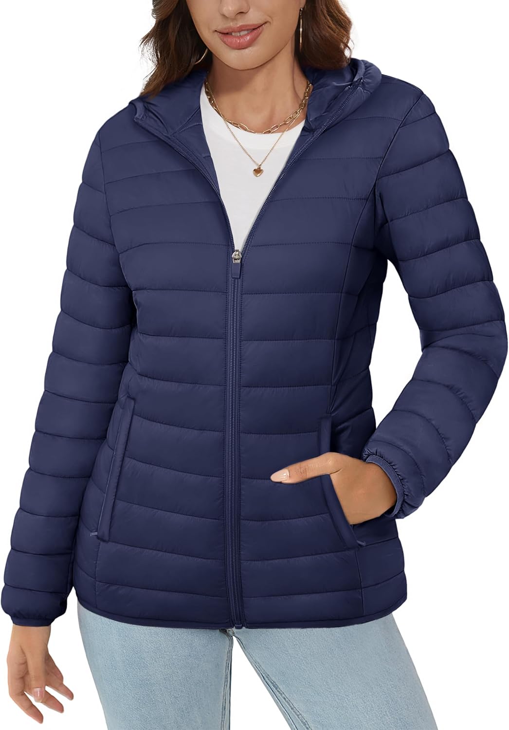 Lightweight Hooded Puffer Jacket for Women - Warm & Stylish