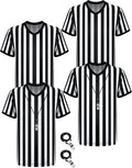 Referee Stripe Shirt 4-Set with Whistles - Group Umpire Costume Pack