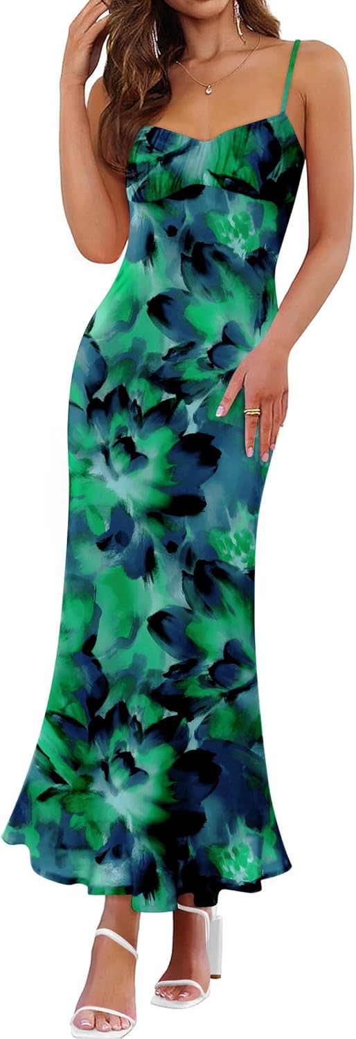 ZESICA Womens Summer Floral Spaghetti Straps Maxi Dress Review