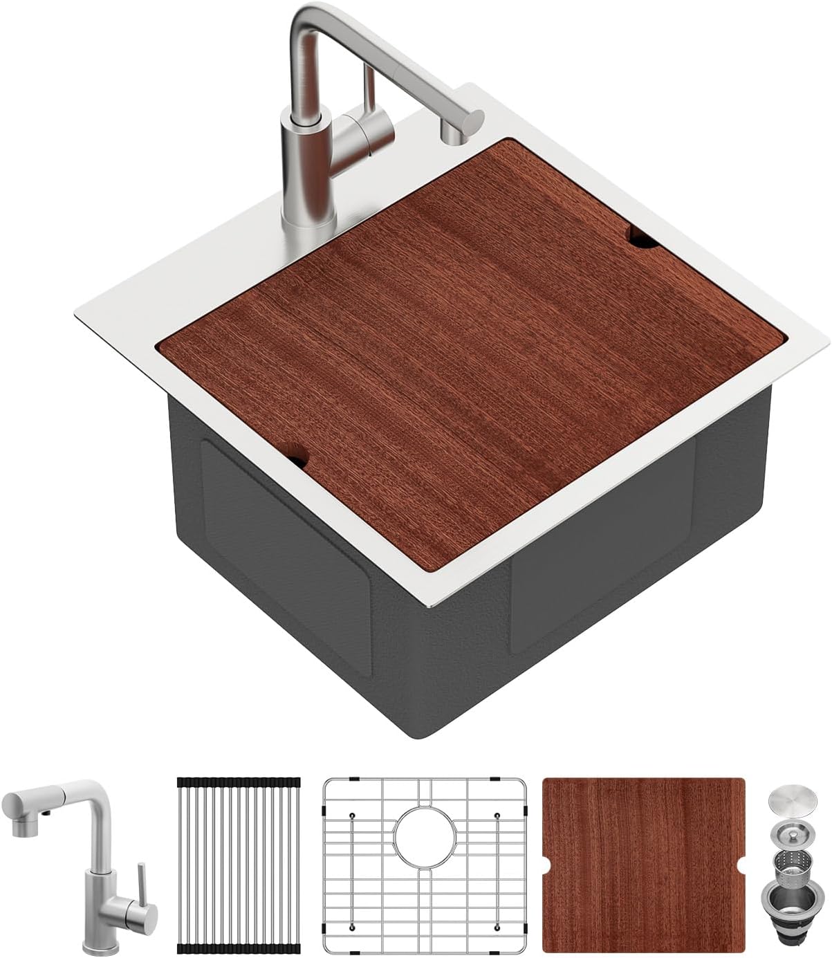 Sarlai Drop Bar Sink - 18 Inch Outdoor Kitchen Sink with Faucet