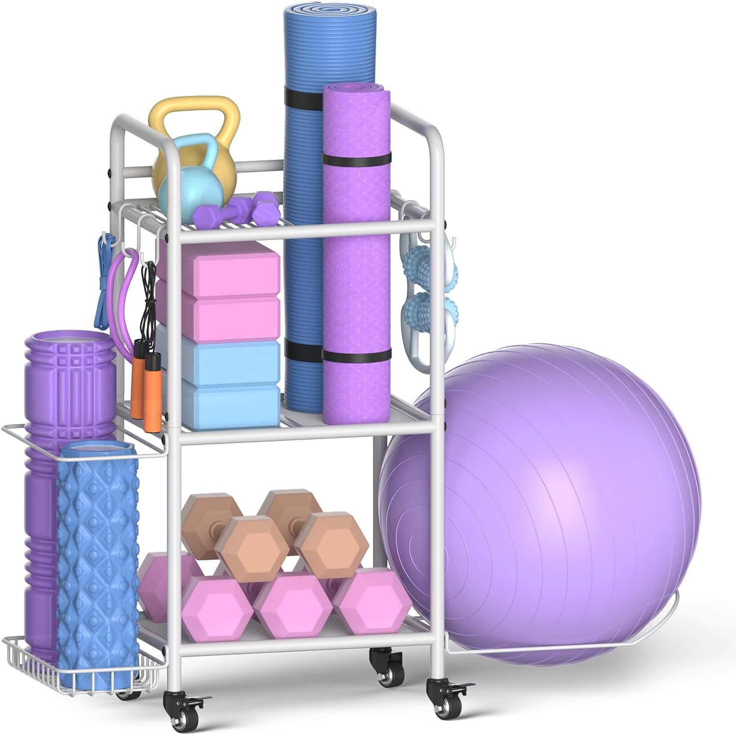 Home Gym Storage Rack for Yoga Mats, Dumbbells, and More