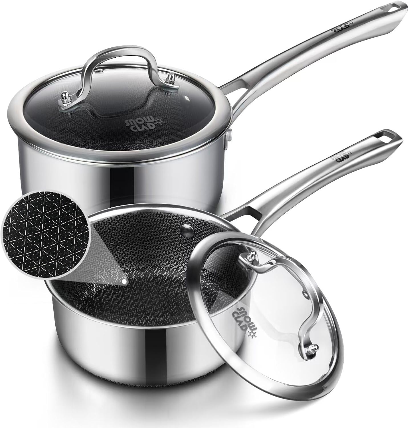 Hybrid Nonstick Sauce Pans Set for Induction and Gas Cooktops