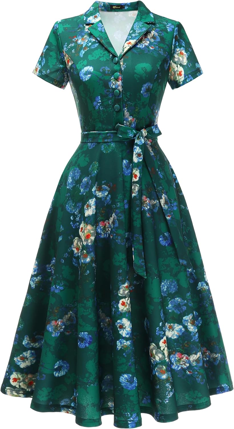 Vintage Tea Dress for Women - Short Sleeve Cocktail Style