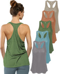 Women's 5 Pack Everyday Flowy Burnout Racer Back Tank Tops - Value USA