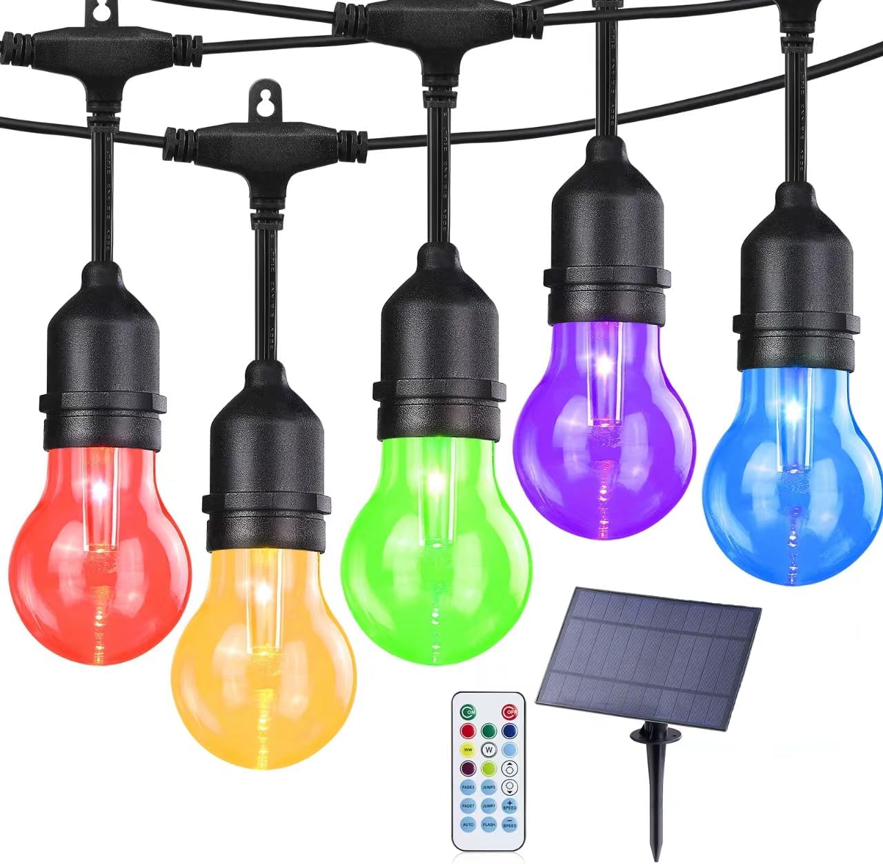 Auroraworld 35FT Solar RGB Outdoor String Lights for Parties