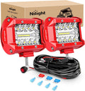 Nilight 60W 4in Triple Row LED Light Bar Pair - Bright Spot Flood
