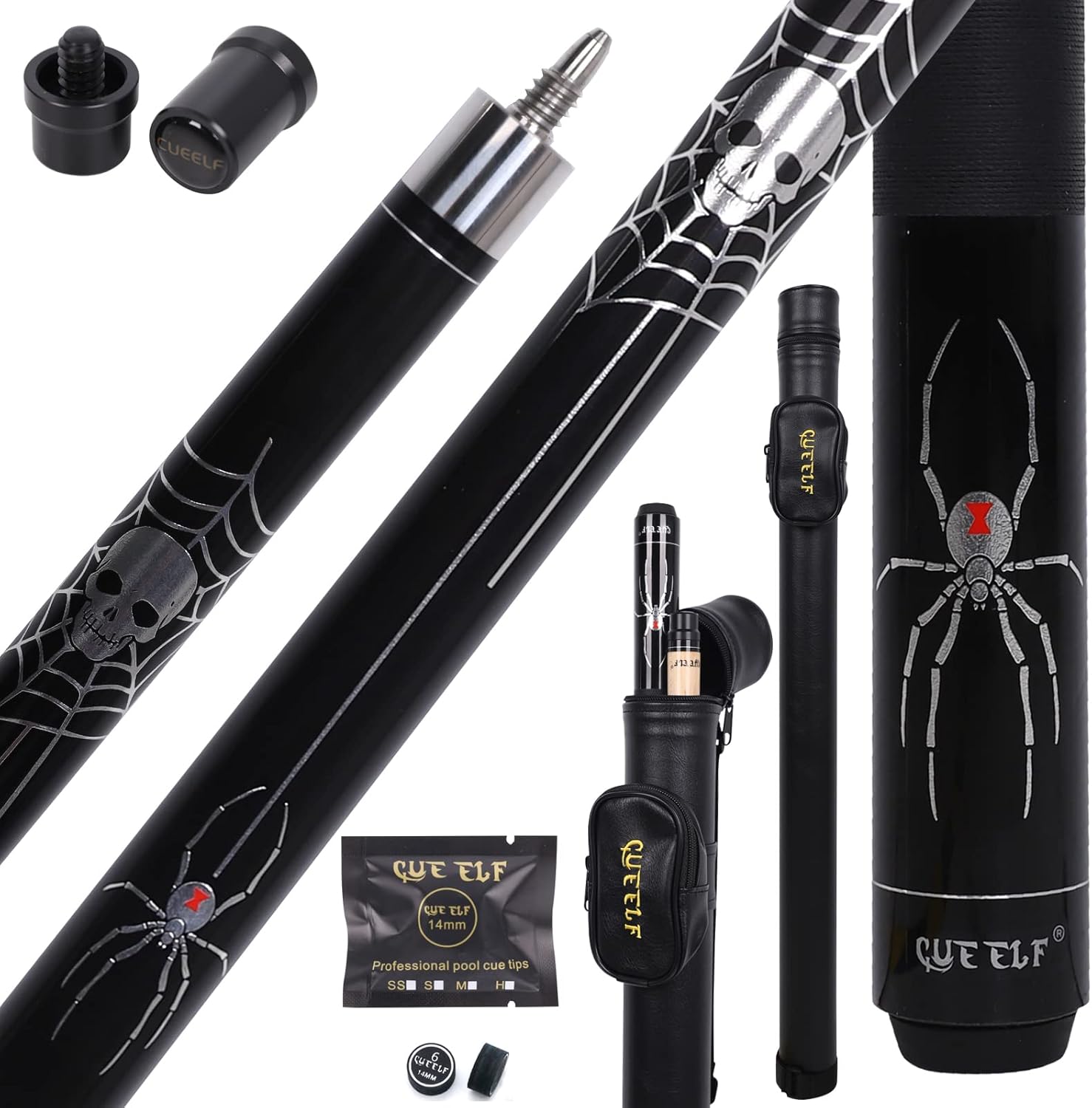 Professional Billiard Pool Cue Stick with Hard Case and Low Deflection