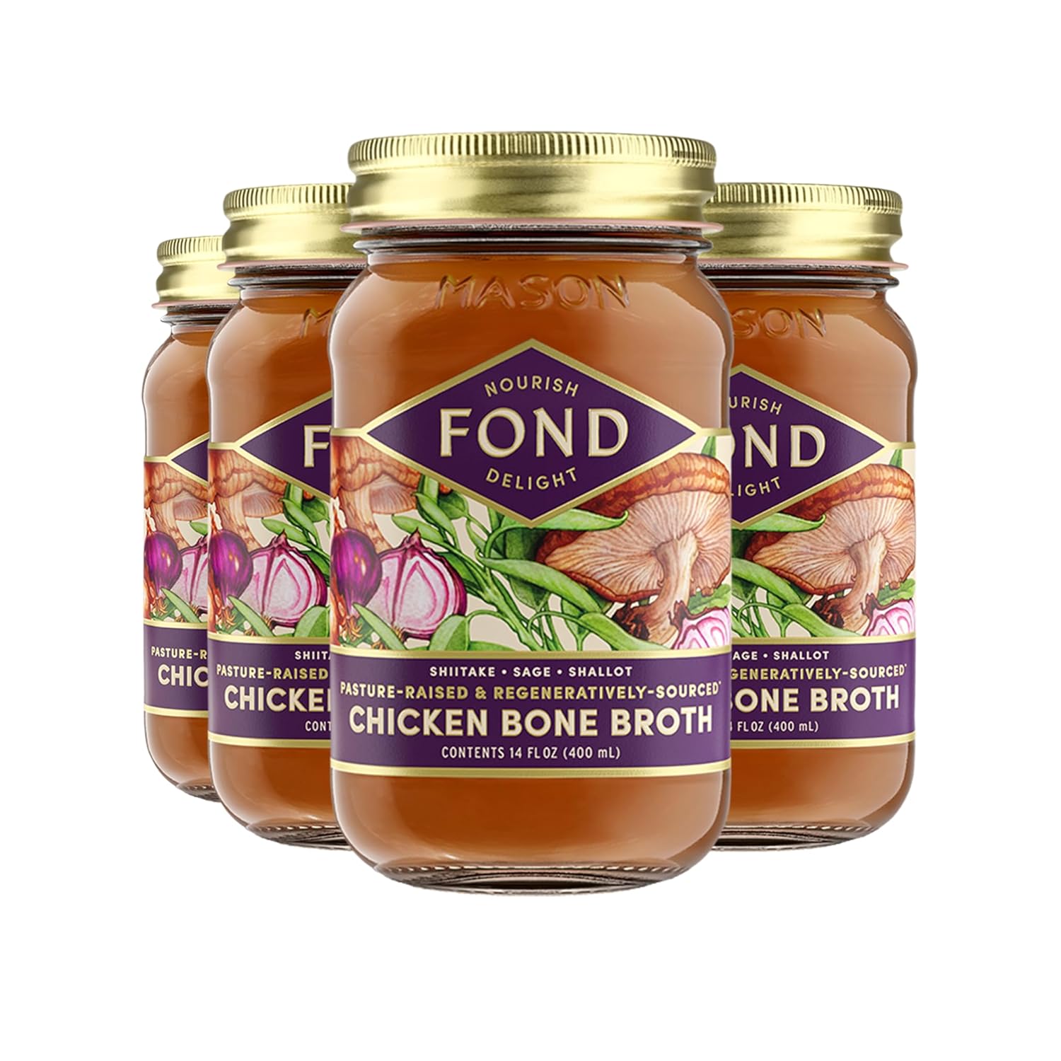 FOND Regenerative Pasture-Raised Chicken Bone Broth 14 oz Pack