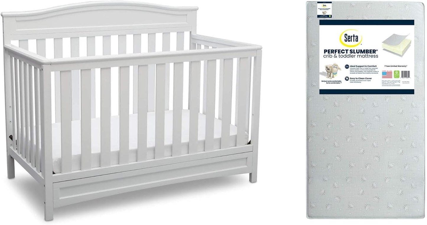 Delta Children Emery 4-in-1 Crib and Serta Mattress Bundle