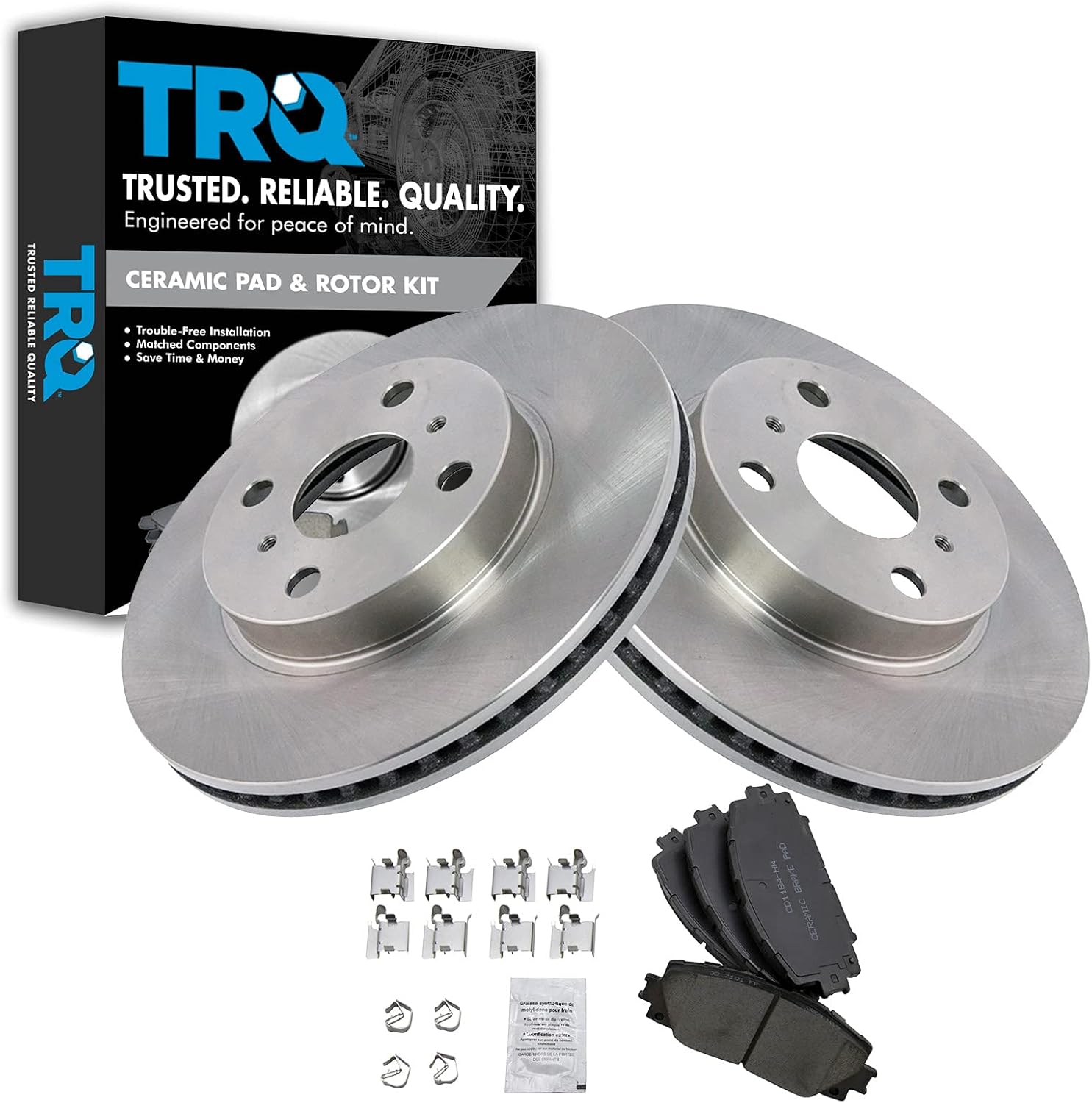 TRQ Front Brake Pad & Rotor Kit for 2012-2019 Toyota Prius C
