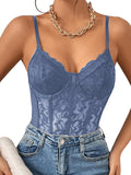 Milumia Women's Sheer Mesh Lace Bodysuit - Sleek Bustier Style