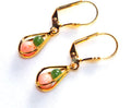 35th Anniversary Angel Skin Coral & Jade Caged Teardrop Earrings