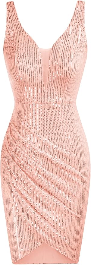 GRACE KARIN Women Deep V Neck Party Mini Dress for Elegance