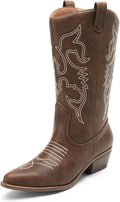 Cowgirl Boots for Women Mid Calf Pull On - Roomy Comfort Fit