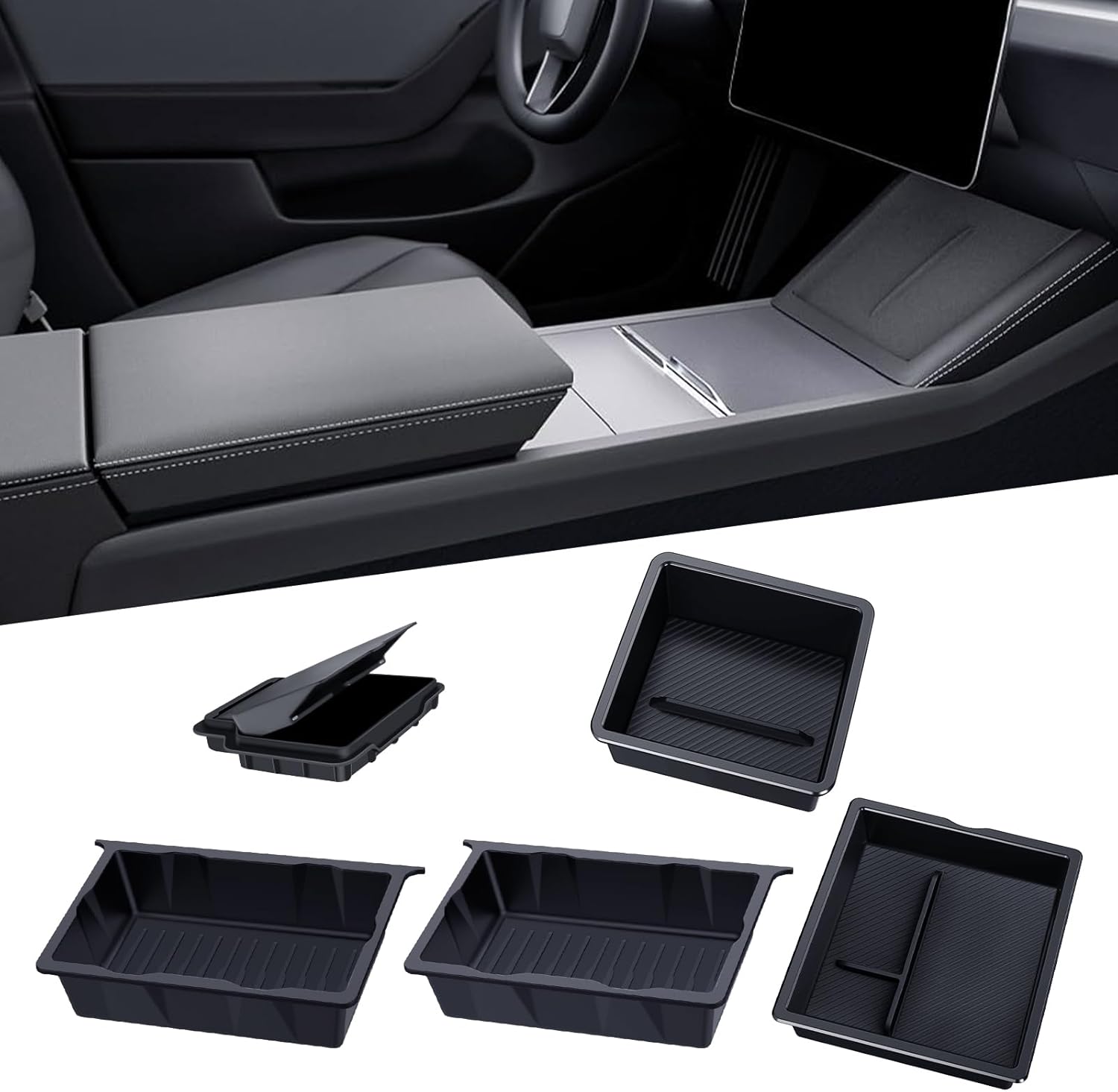 5PCS Center Console Organizer Tray for Tesla Model Y Juniper 2025