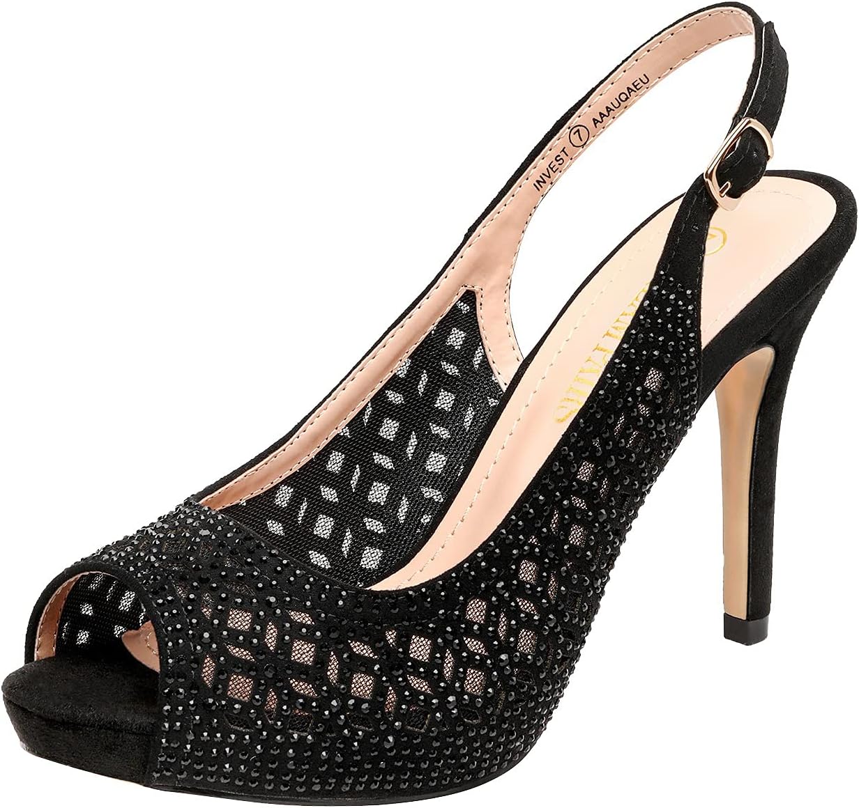 DREAM PAIRS Women's High Heels Platform Dress Rhinestones Pumps
