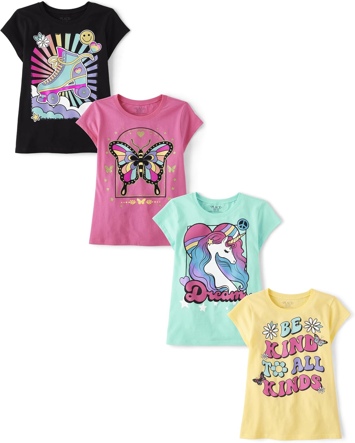 Trendy Girls Graphic T-Shirts 4 Pack for Everyday Fun