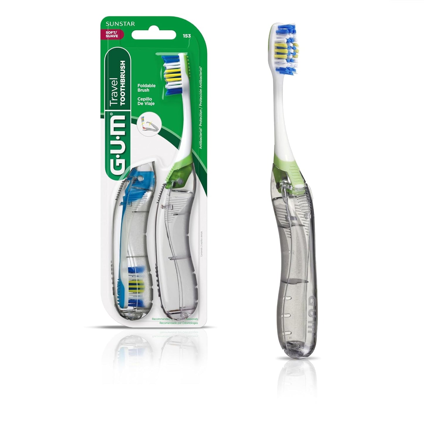 GUM Folding Travel Toothbrush Duo - Clean & Compact