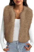 Faux Fur Vest Women Cropped Fuzzy Jacket - Fall 2025 Style