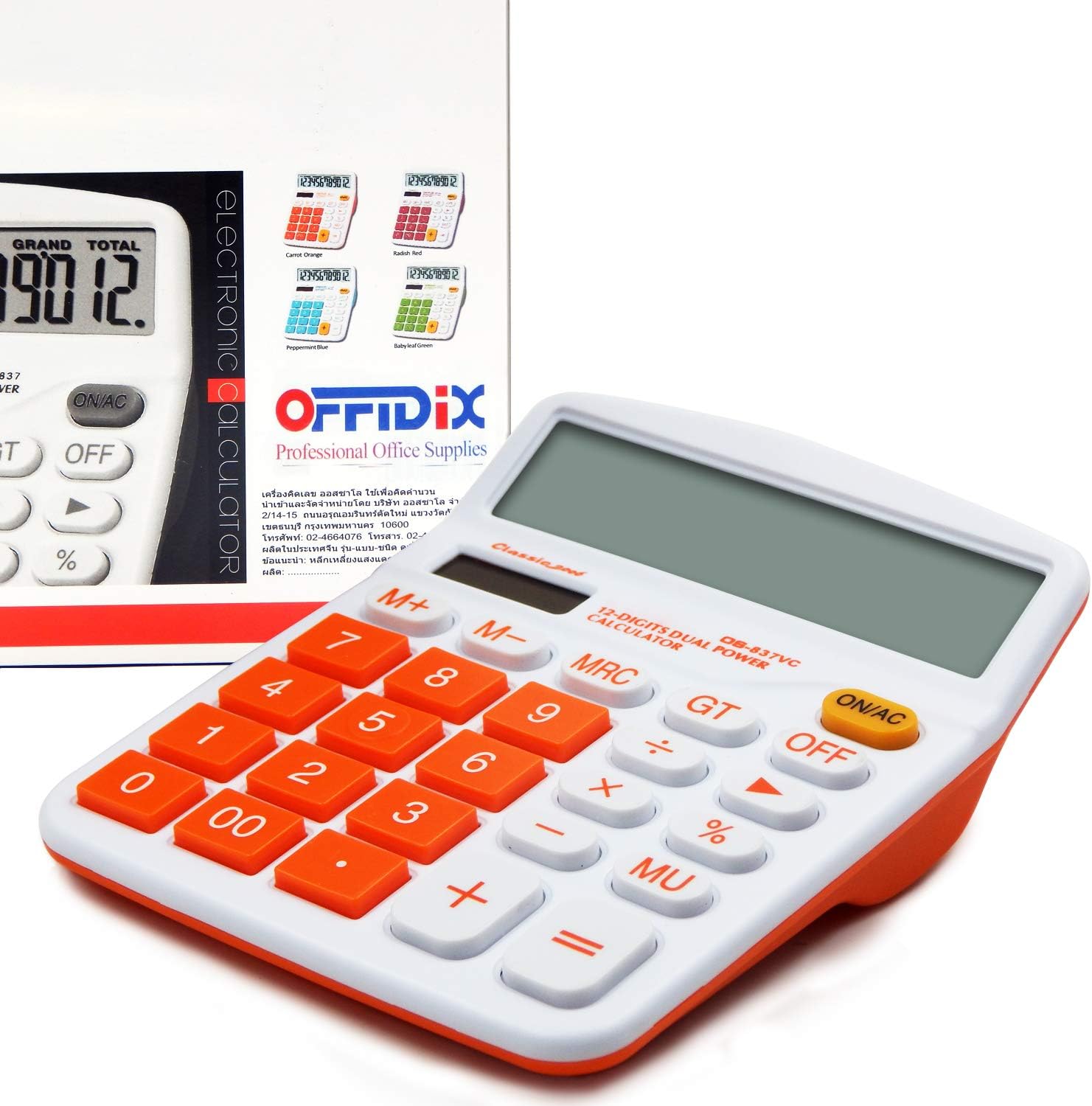 OFFIDIX 12 Digit Large Display Dual Power Calculator