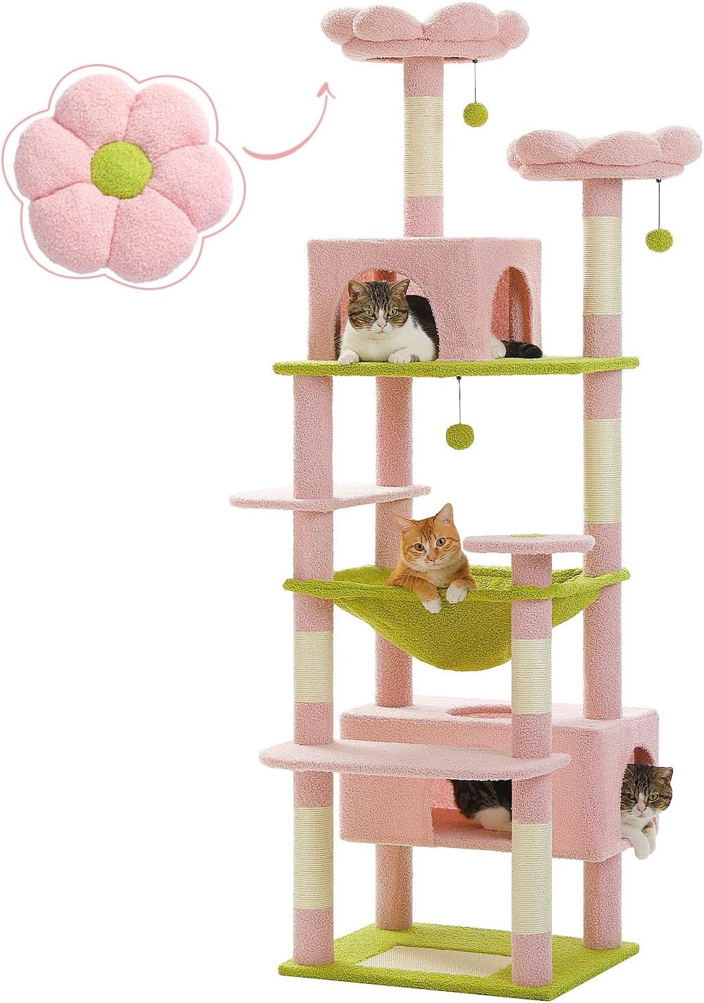 PAWZ Road Flower Cat Tree - 72 Inch Large Cat Tower for Cats