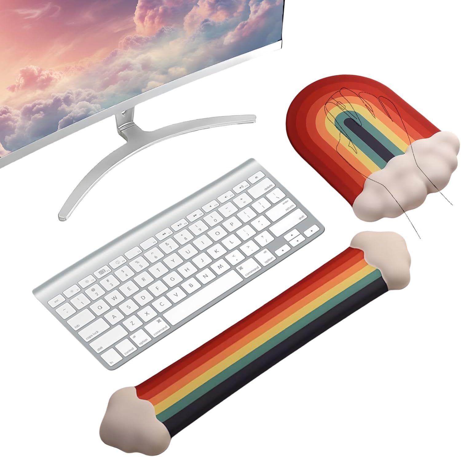 Rainbow Cloud Wrist Rest Set - Ergonomic Support