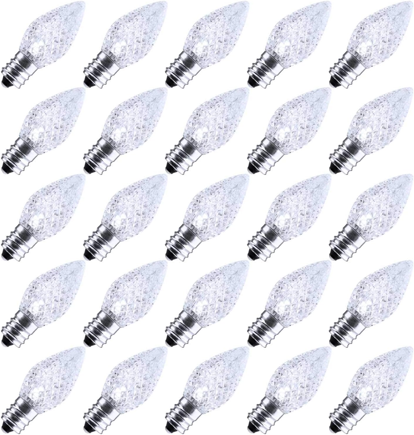 C7 LED Replacement Christmas Light Bulbs - 100 Pack Shatterproof