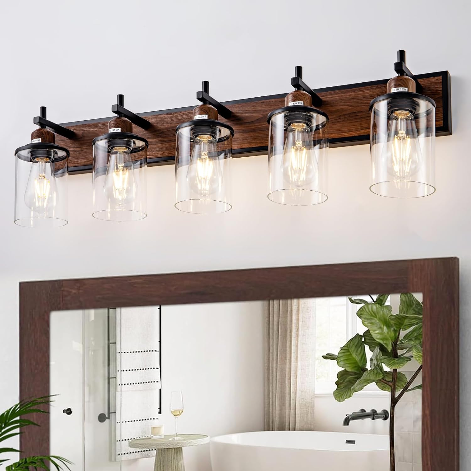 5-Light Farmhouse Bathroom Light Fixtures for Vintage Style