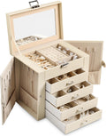 5-layer Jewelry Box Jewelry Organizer with Mirror - Spacious Beige