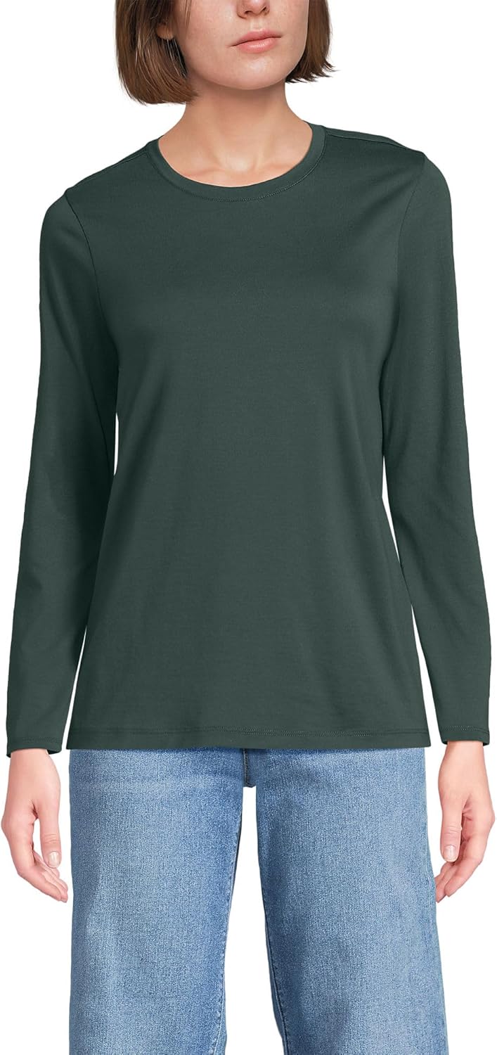 Relaxed Supima Cotton Long Sleeve Crew Neck T-Shirt for Women