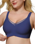 Seamless Mesh Lace Bras for Women - Full Coverage Deep V Bralette
