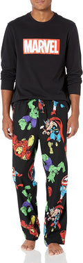 Men's Flannel Pajama Sleep Sets with Graphic Tee - Cozy Match