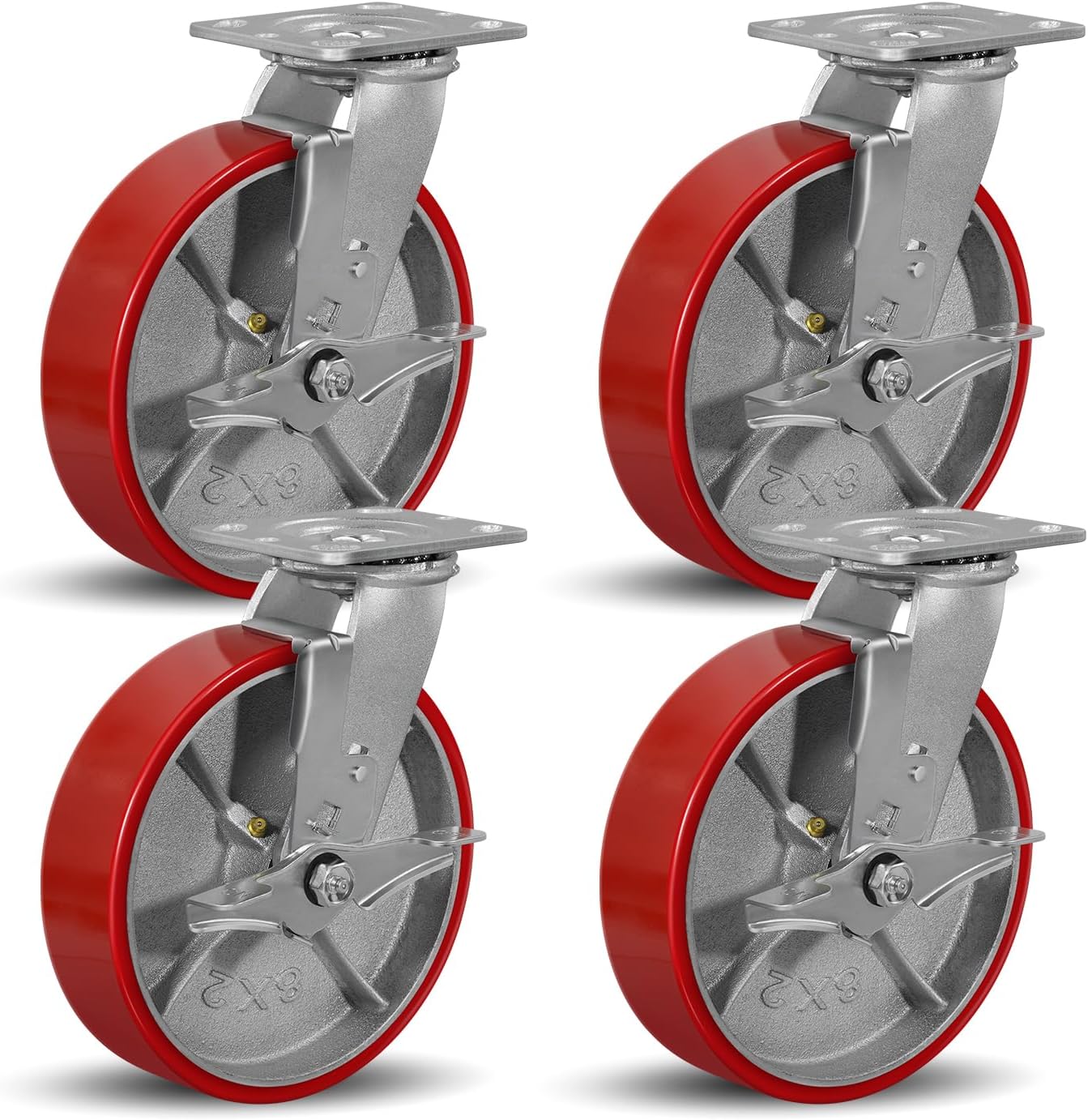 SY America Heavy Duty 8in X 2in Caster Wheels for Industrial Use