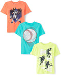 Boys Sports Short Sleeve Graphic T-Shirts Multipack - 3-Pack Cotton