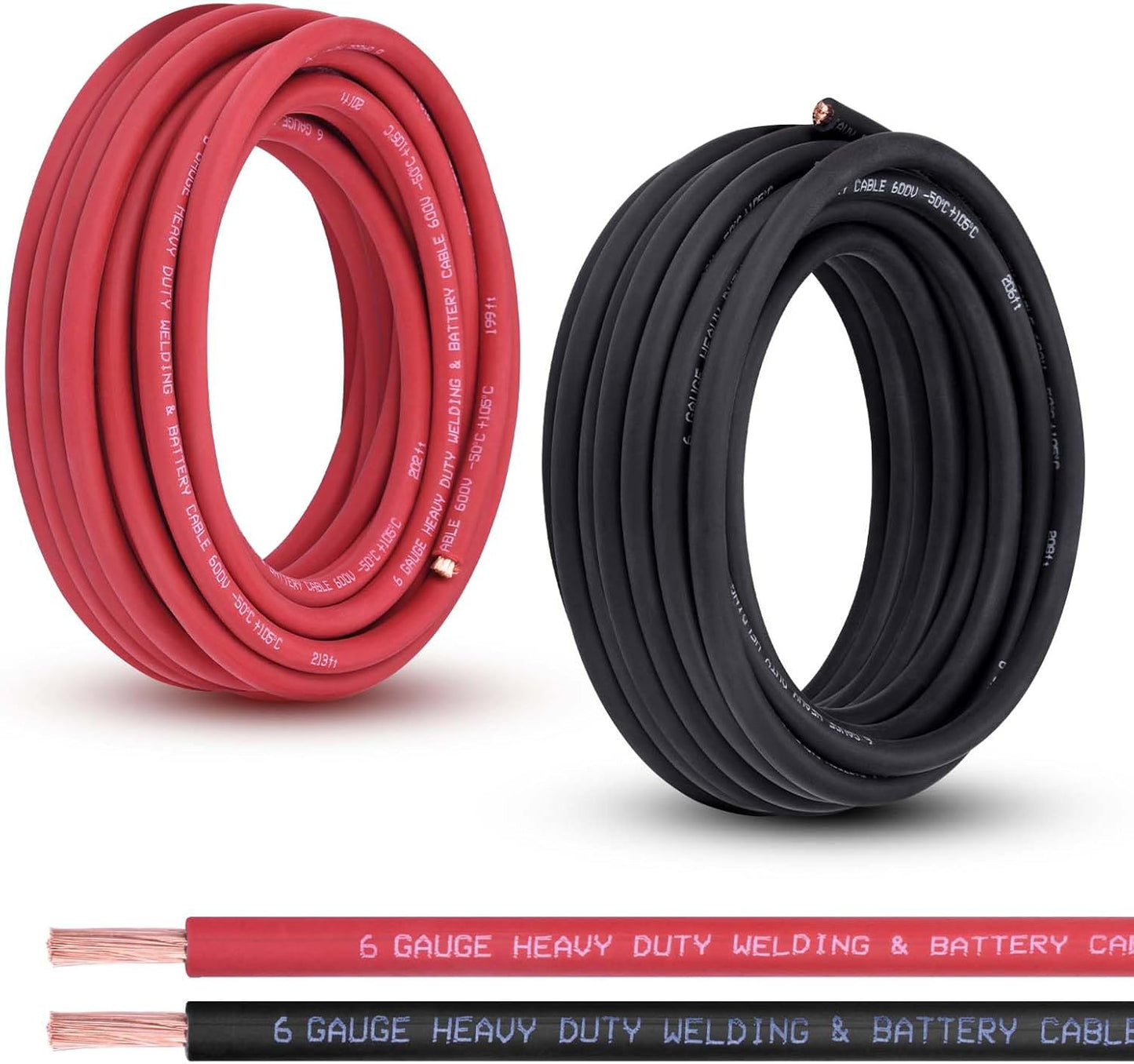 6 Gauge Battery Cable 30FT Red Black Pure Copper Wire for Automotive