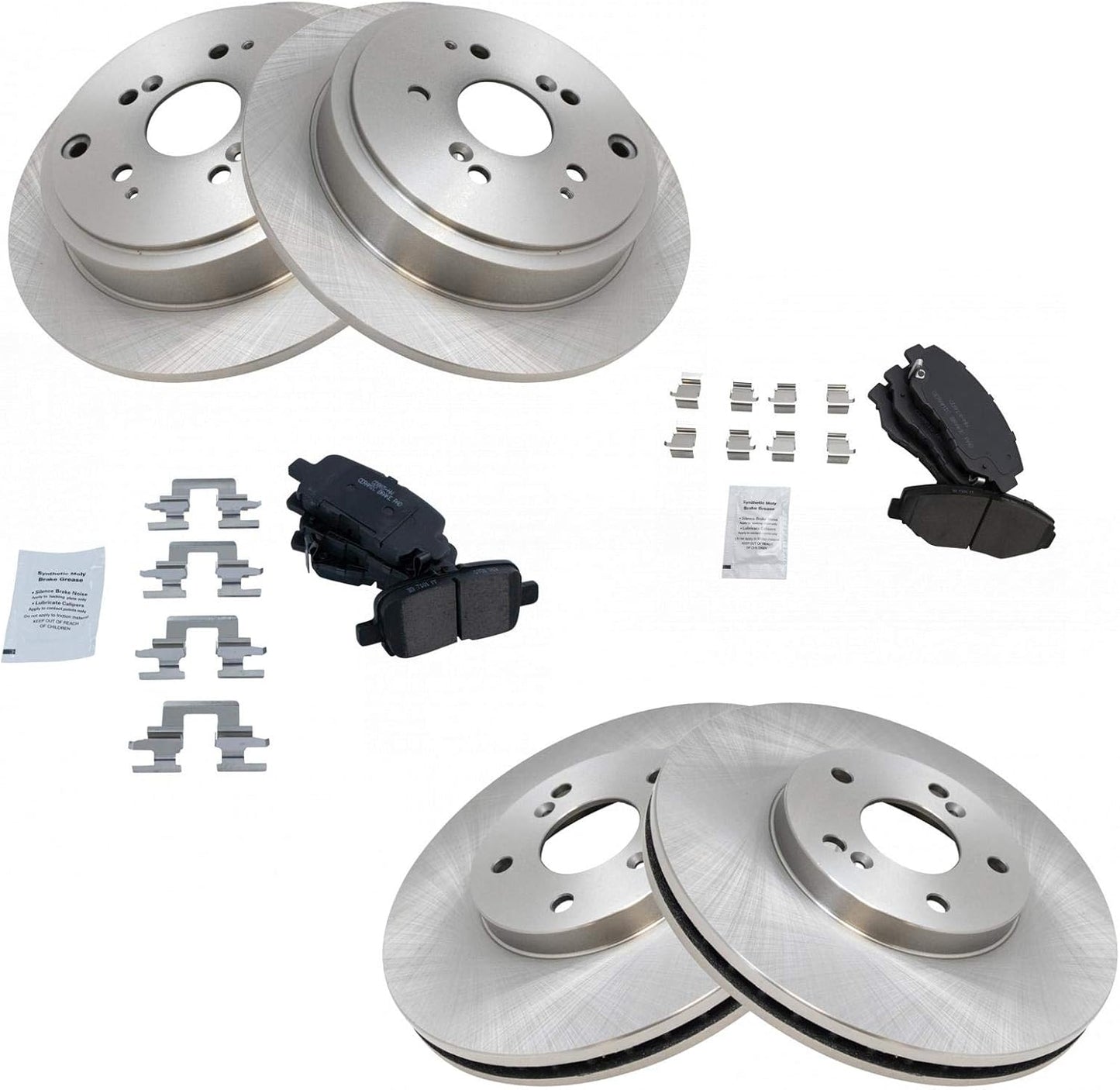 TRQ Front and Rear Brake Pad & Rotor Kit for Honda Pilot