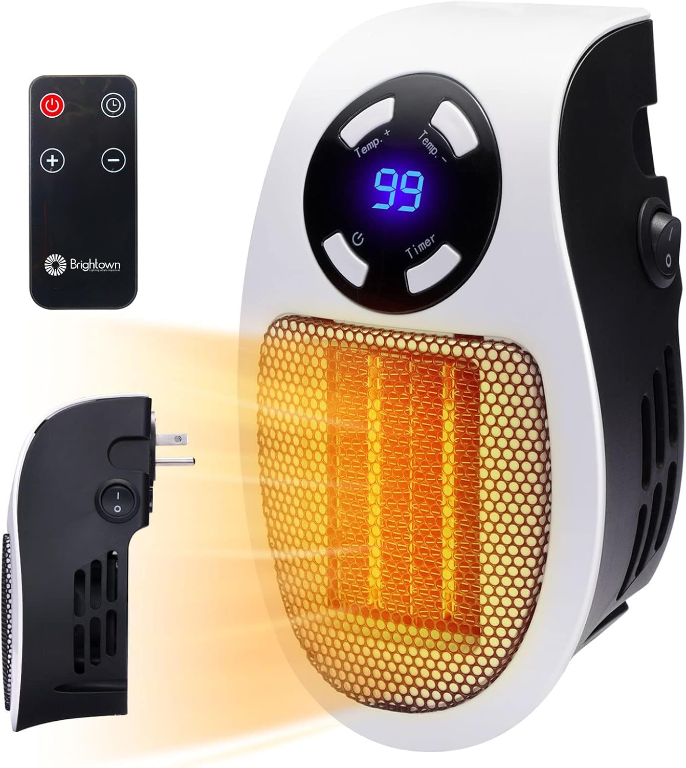 Brightown 350W Wall Outlet Heater: Programmable Timer & LED Display