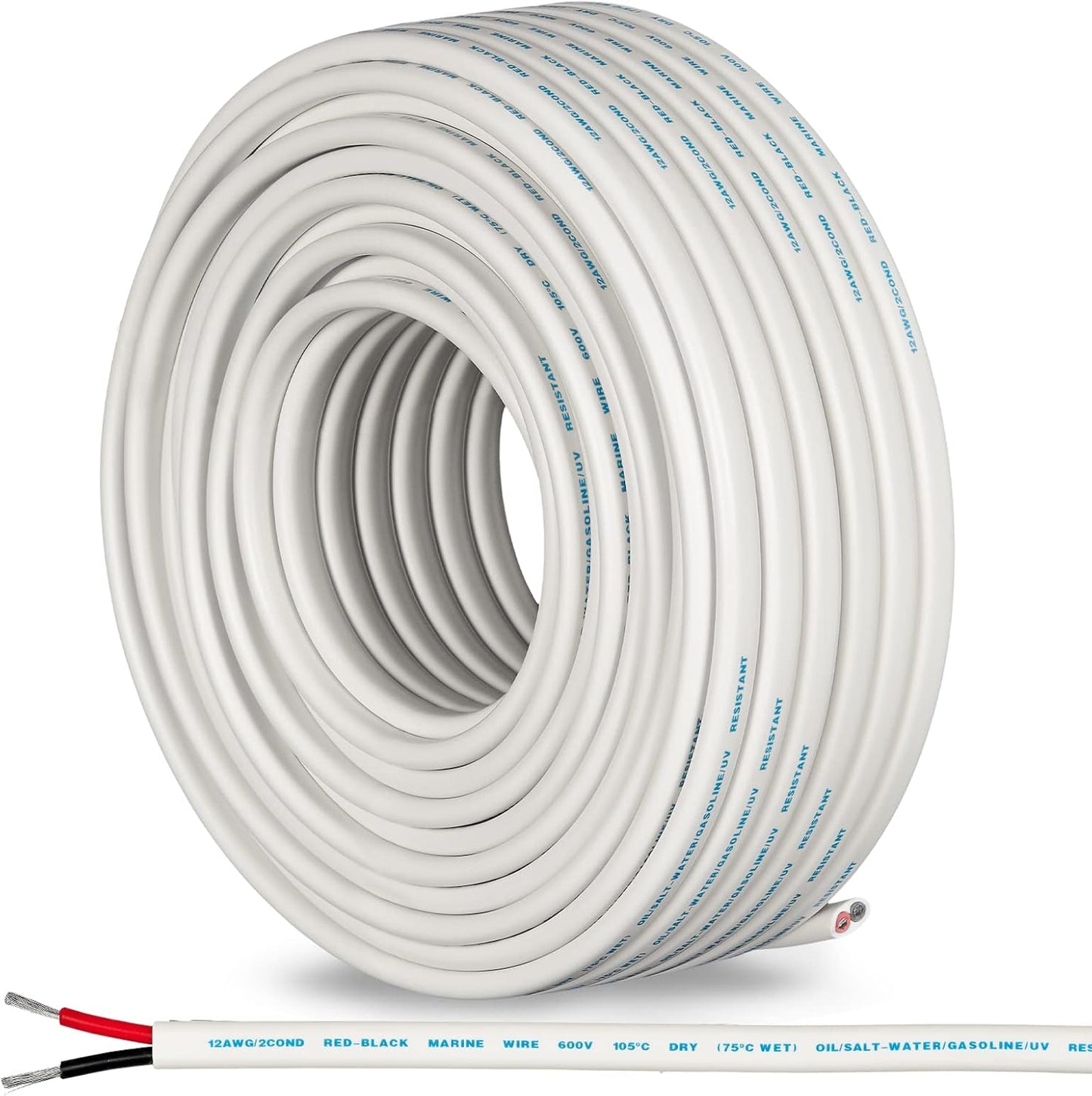 GS Power 100Ft Duplex Marine Wire for Heavy-Duty Electrical Needs