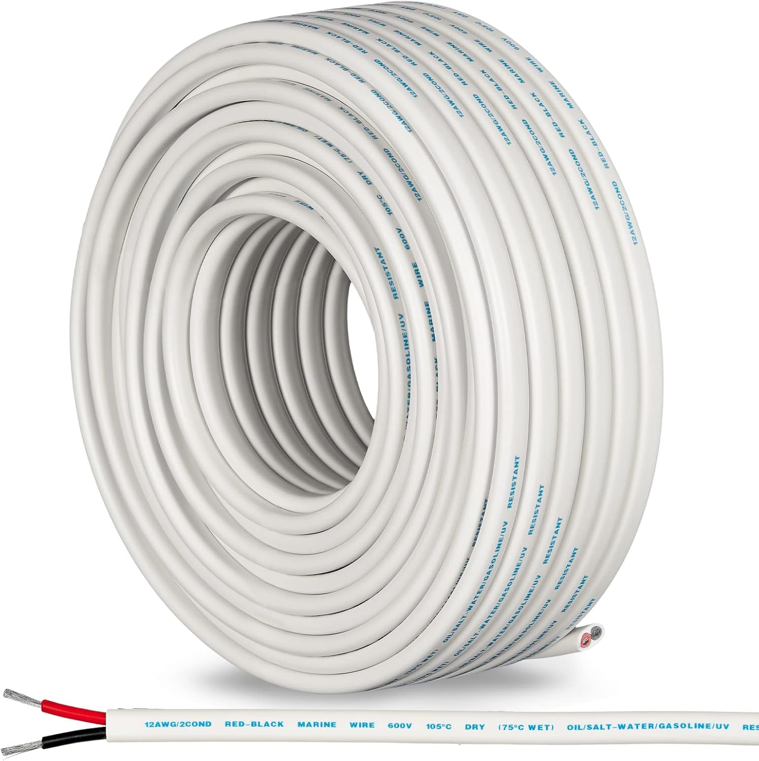 GS Power 100Ft Duplex Marine Wire for Heavy-Duty Electrical Needs