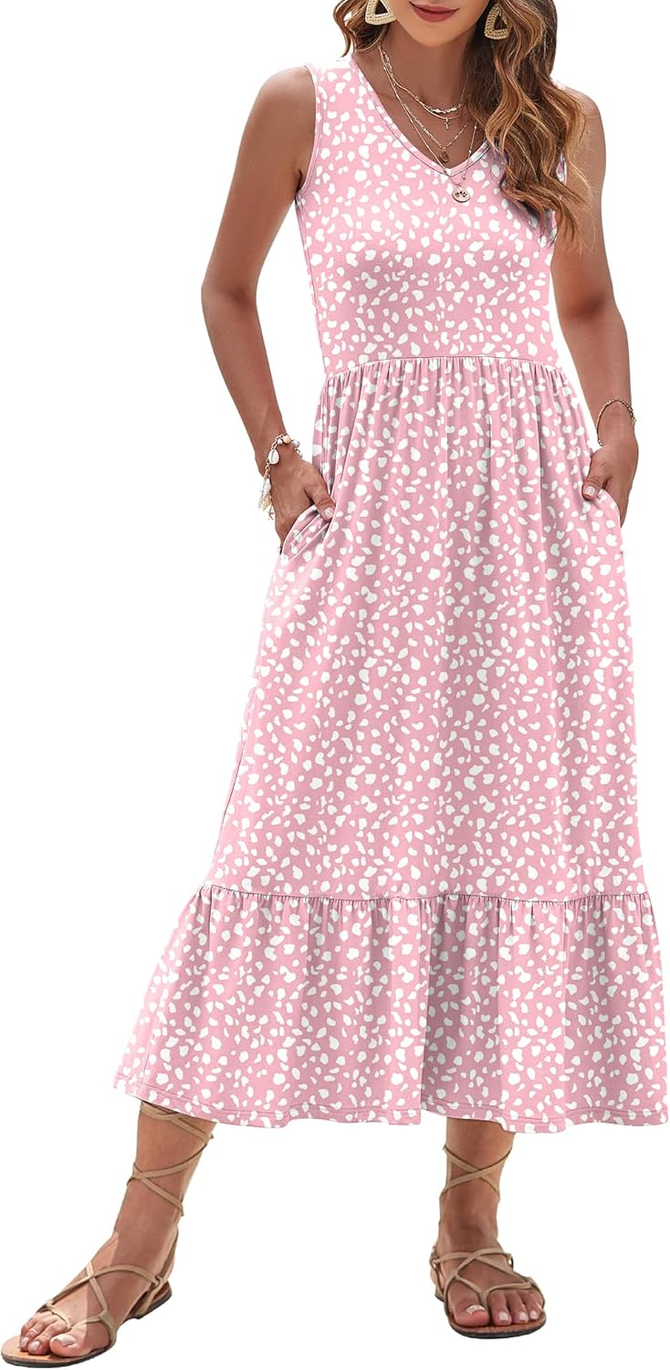 AUSELILY Womens Maxi Dress 2025 Sleeveless Summer Dresses