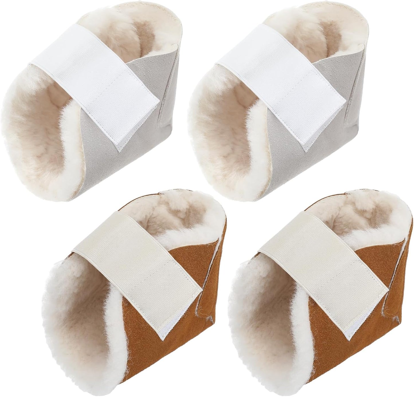 Sheepskin Heel Protectors for Comfort and Support in Beige & Brown