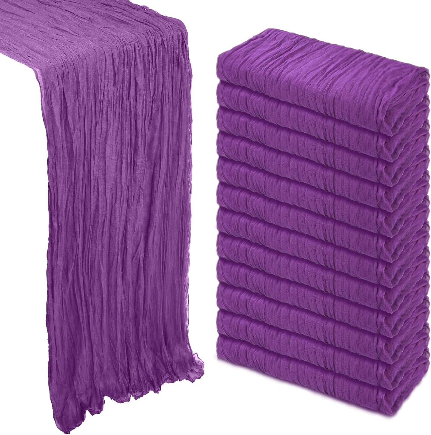 12 Pack Purple Cheesecloth Table Runner for Elegant Decor