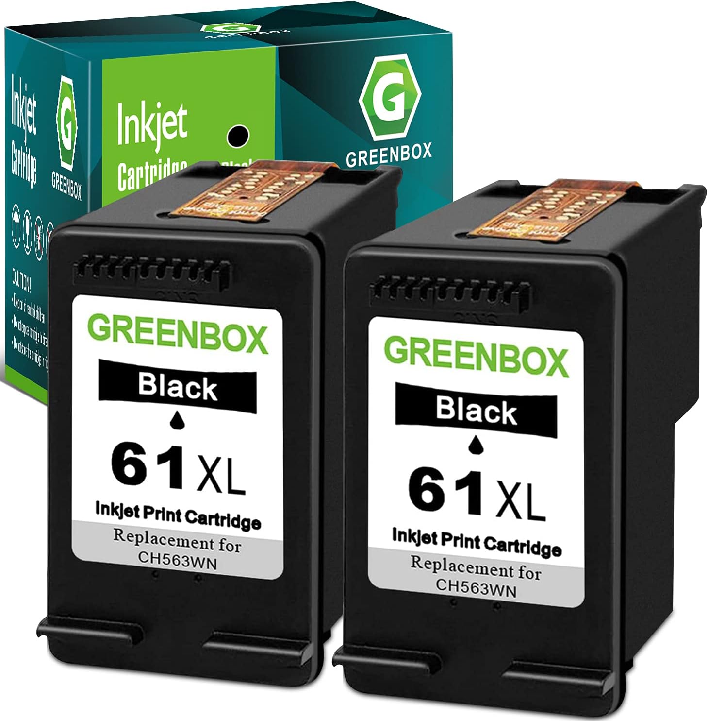 GREENBOX 61XL Black Ink Cartridges Combo Pack for HP Printers