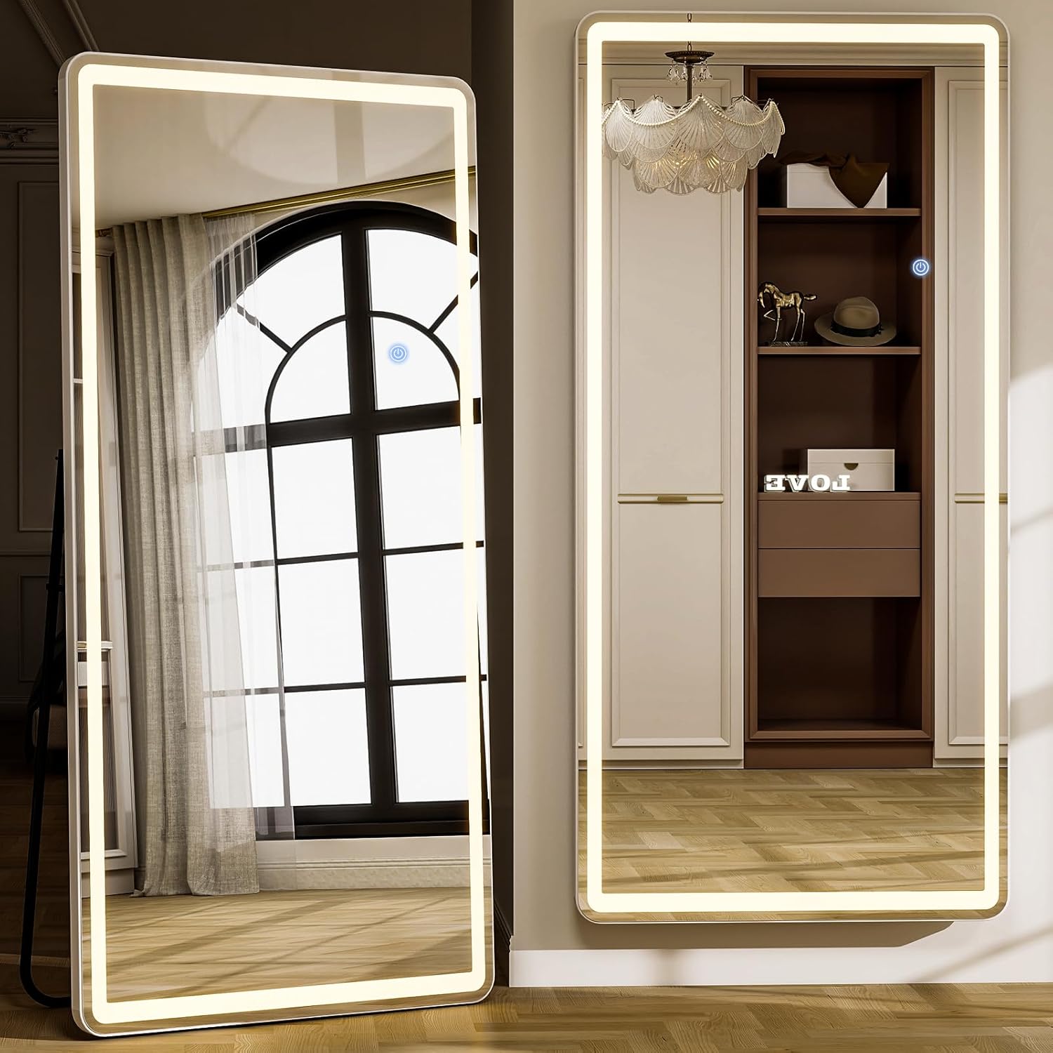 GLSLAND LED Full Length Mirror - Dimmable & Stylish Design