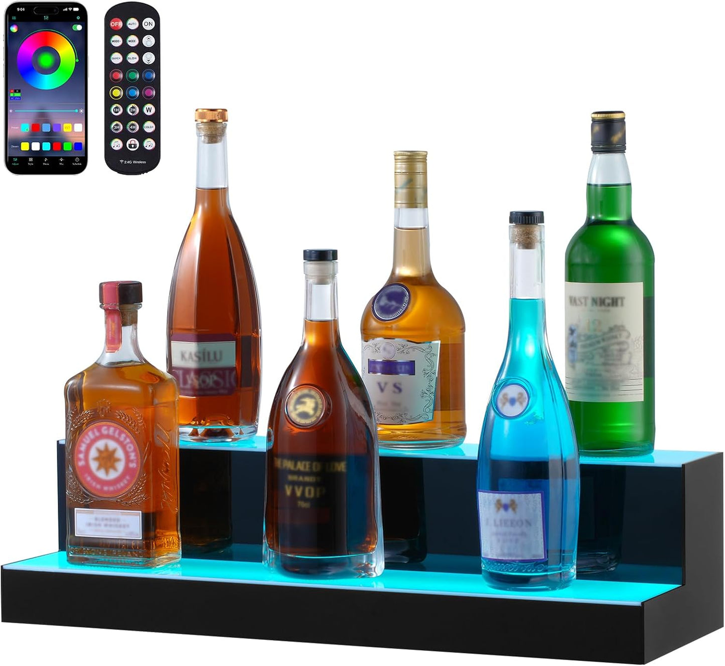 VEVOR LED Lighted Liquor Bottle Display for Home Bar Shelf