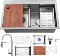 Kitchen Sink 30 in Drop in Workstation Sink with Faucet Combo