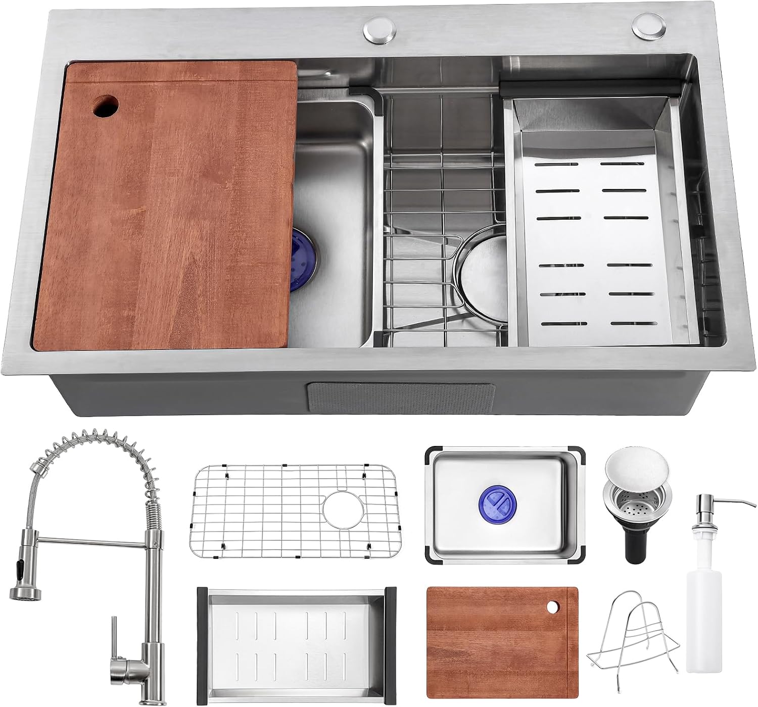 30 inch Drop in Kitchen Sink with Faucet Combo for Modern Homes